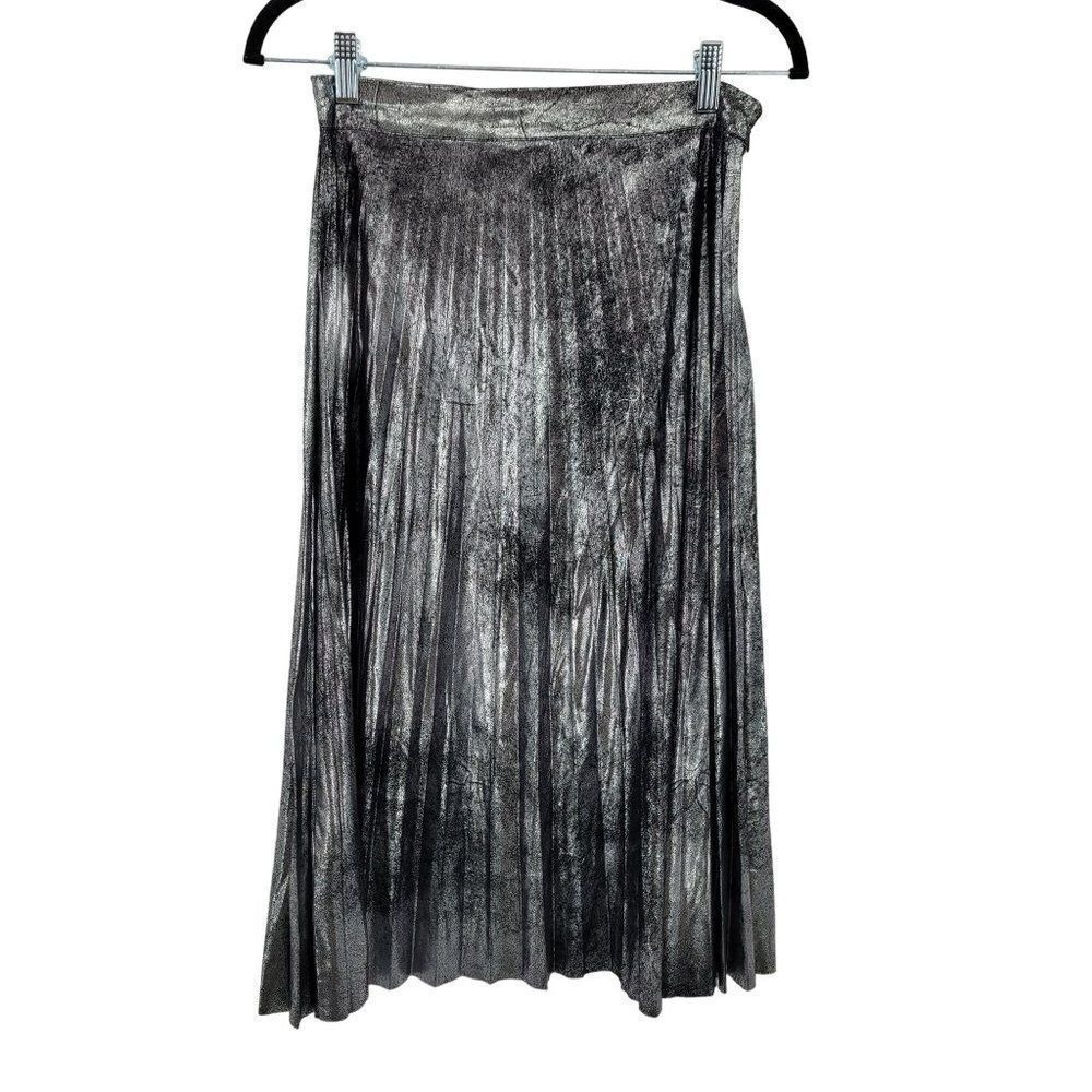 Romeo Juliet‎ Goth Grunge Pleated Metallic Skirt Sz S Distressed Steampunk Glam